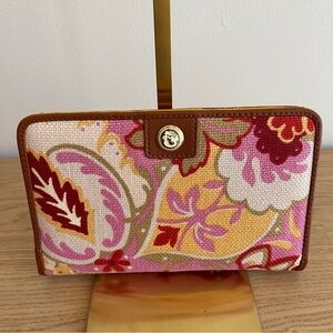 Spartina 449 Linen Leather Carson Cottage Snap Wallet Floral Daufuskie Island
